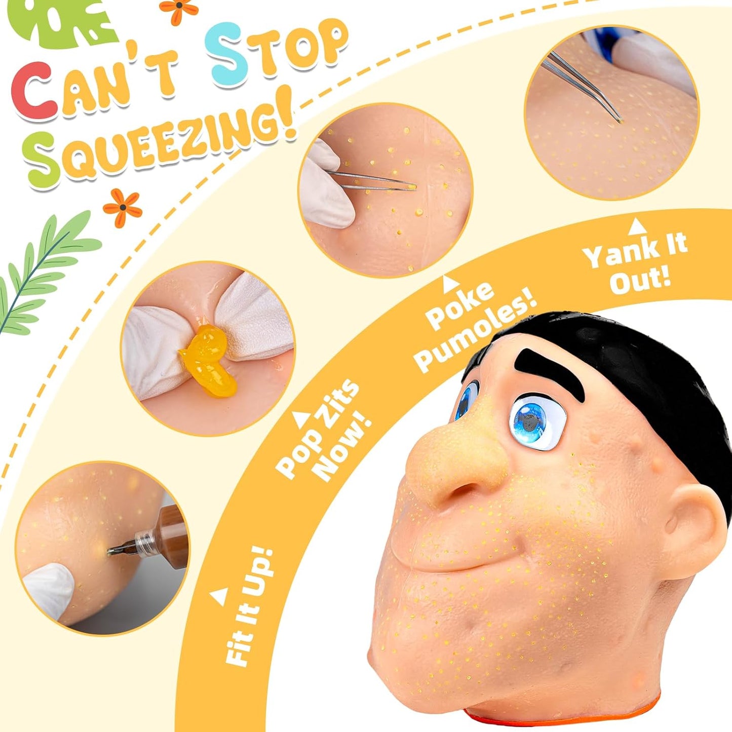 Realistic Acne Popping Stress Relief Toy - Big Head Pimple Squeezer For Anxiety Relief