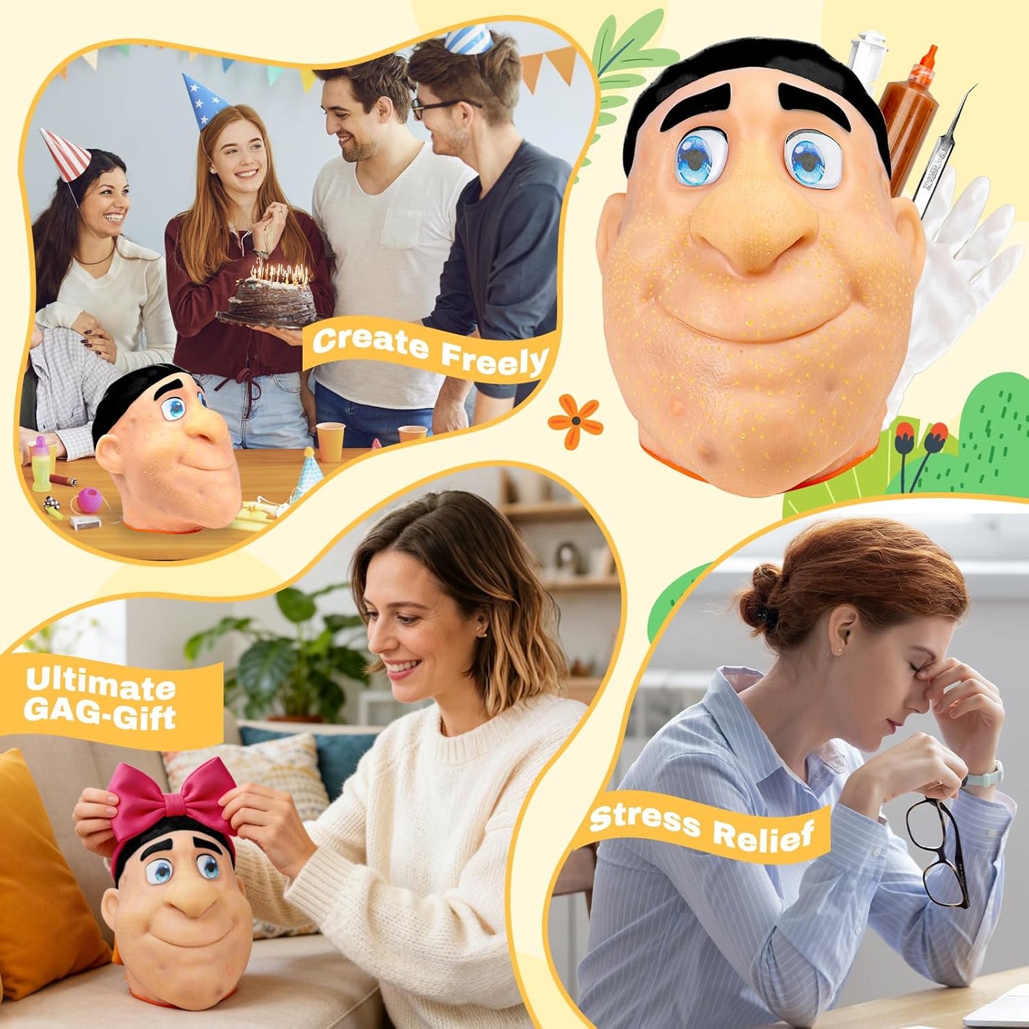 Realistic Acne Popping Stress Relief Toy - Big Head Pimple Squeezer For Anxiety Relief