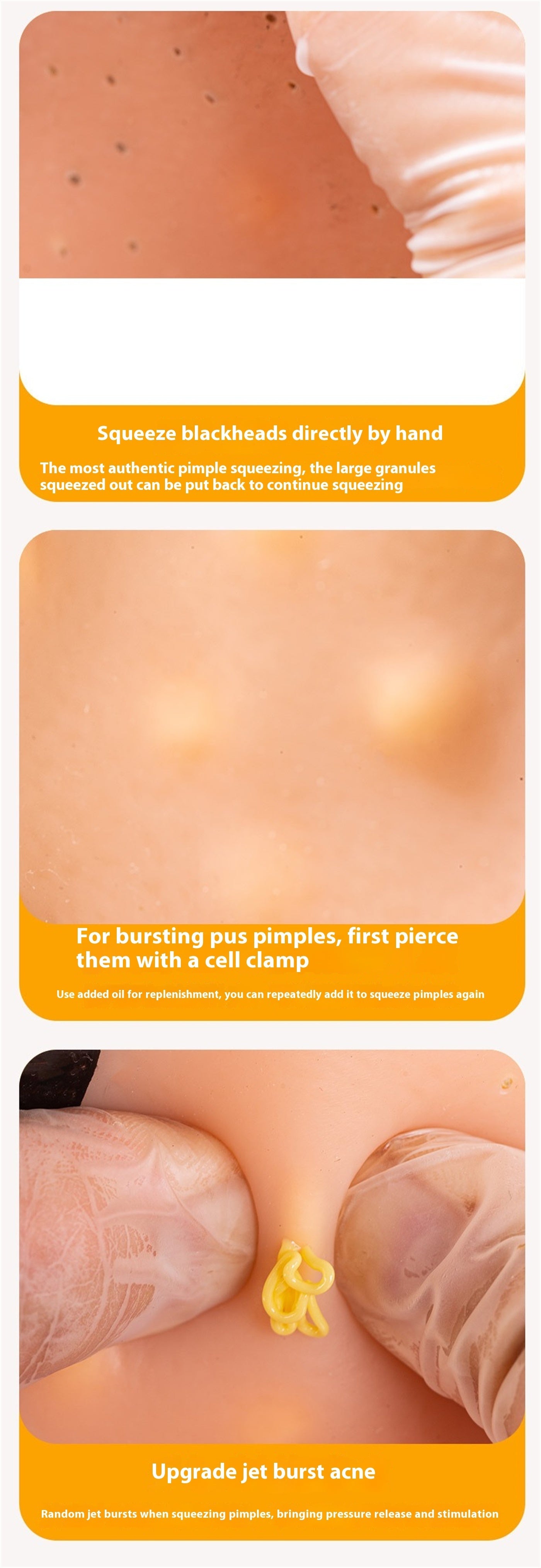 Eco-Friendly Realistic Acne Popping Stress Relief Toy - Big Head Pimple Squeezer For Anxiety Relief